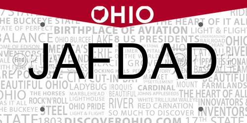 JAFDAD Ohio License Plate