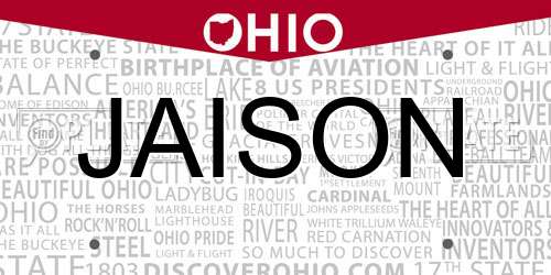 JAISON Ohio License Plate