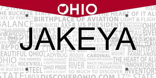 JAKEYA Ohio License Plate