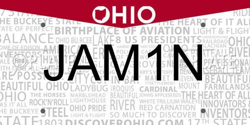JAM1N Ohio License Plate
