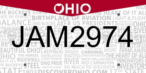 JAM2974 Ohio License Plate