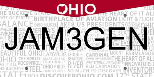 JAM3GEN Ohio License Plate
