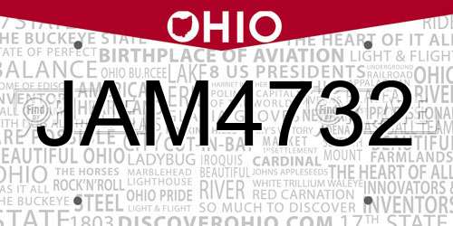 JAM4732 Ohio License Plate
