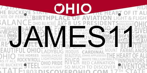 JAMES11 Ohio License Plate