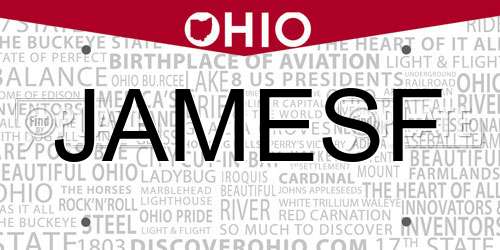 JAMESF Ohio License Plate