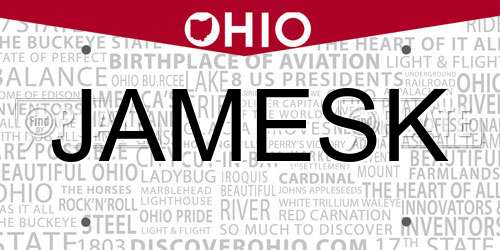JAMESK Ohio License Plate