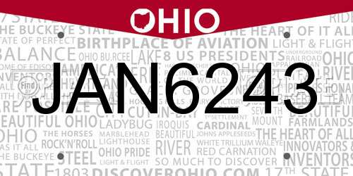 JAN6243 Ohio License Plate