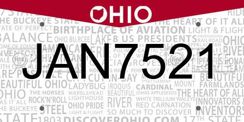 JAN7521 Ohio License Plate