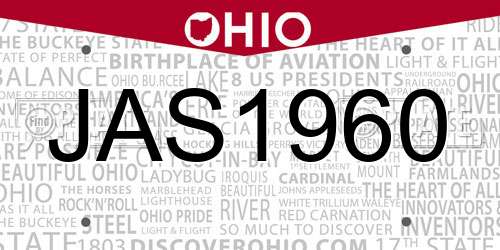 JAS1960 Ohio License Plate