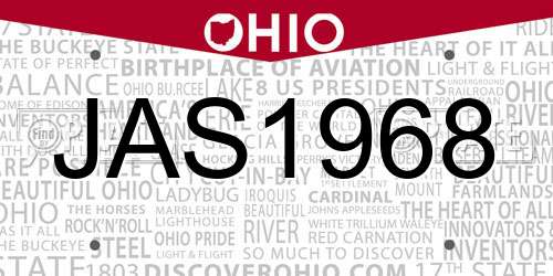JAS1968 Ohio License Plate