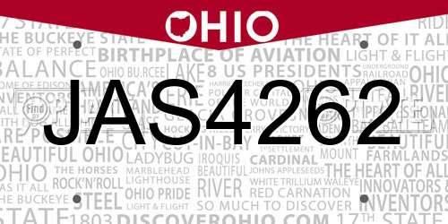 JAS4262 Ohio License Plate
