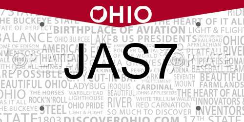 JAS7 Ohio License Plate