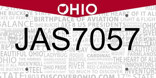 JAS7057 Ohio License Plate