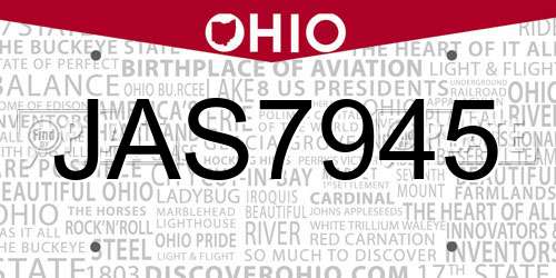 JAS7945 Ohio License Plate