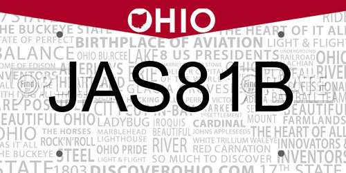 JAS81B Ohio License Plate