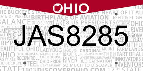 JAS8285 Ohio License Plate