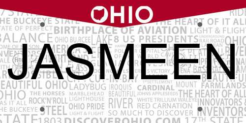 JASMEEN Ohio License Plate