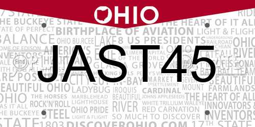 JAST45 Ohio License Plate