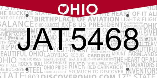 JAT5468 Ohio License Plate