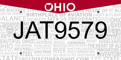 JAT9579 Ohio License Plate