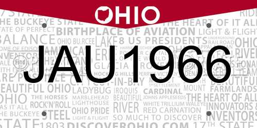 JAU1966 Ohio License Plate