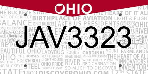 JAV3323 Ohio License Plate