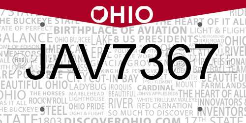 JAV7367 Ohio License Plate