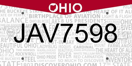 JAV7598 Ohio License Plate