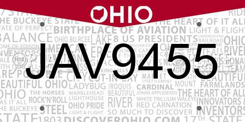 JAV9455 Ohio License Plate