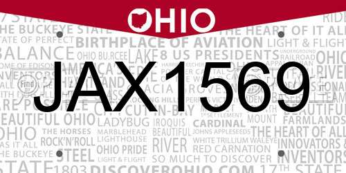 JAX1569 Ohio License Plate