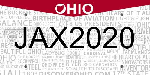 JAX2020 Ohio License Plate