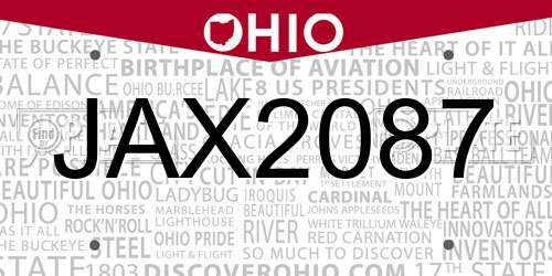 JAX2087 Ohio License Plate