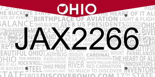 JAX2266 Ohio License Plate