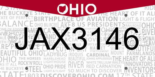 JAX3146 Ohio License Plate