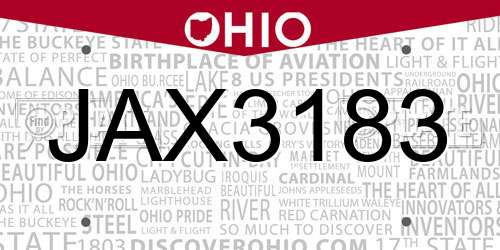 JAX3183 Ohio License Plate