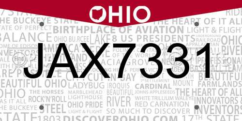 JAX7331 Ohio License Plate