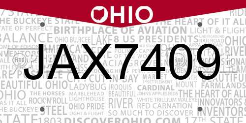 JAX7409 Ohio License Plate