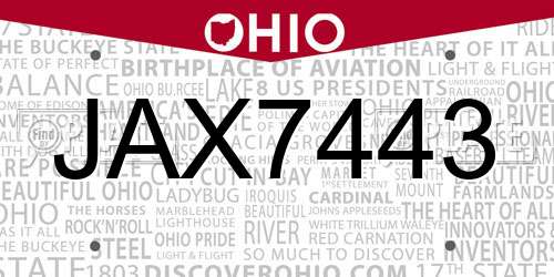 JAX7443 Ohio License Plate