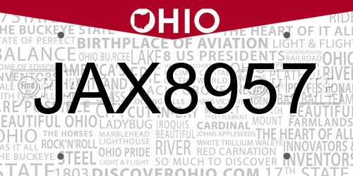 JAX8957 Ohio License Plate