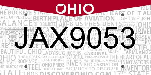 JAX9053 Ohio License Plate