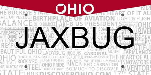 JAXBUG Ohio License Plate