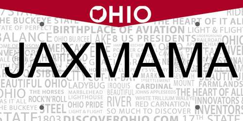 JAXMAMA Ohio License Plate