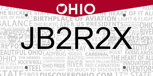 JB2R2X Ohio License Plate