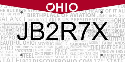 JB2R7X Ohio License Plate