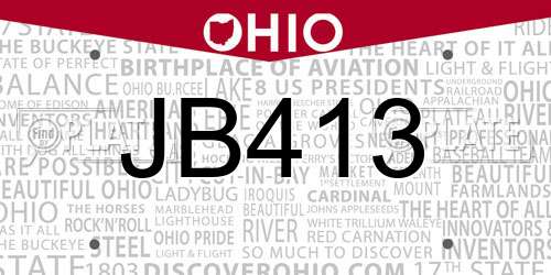 JB413 Ohio License Plate