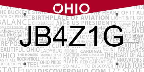 JB4Z1G Ohio License Plate