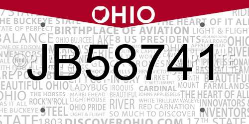 JB58741 Ohio License Plate