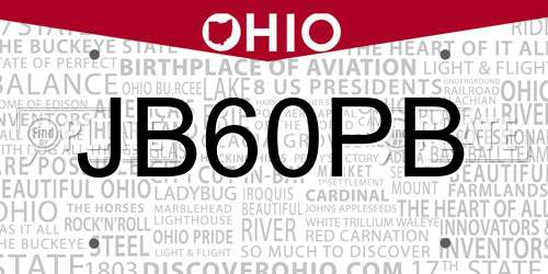 JB60PB Ohio License Plate