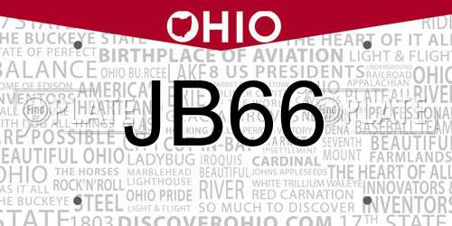 JB66 Ohio License Plate