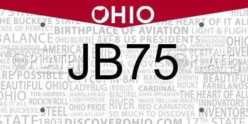 JB75 Ohio License Plate